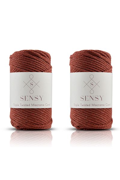SENSY Premium 3 Twist Macrame Rope 3mm Three Twist Crawed Macrame Rope Set de 2 500 Gr Tigla