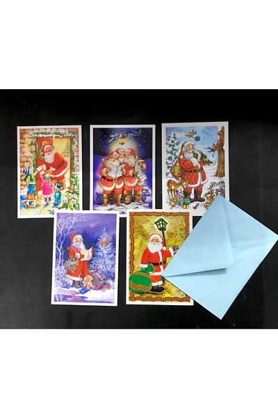 KESKİN COLOR Carte poștală de Anul Nou cu plic, grup de cinci albastru