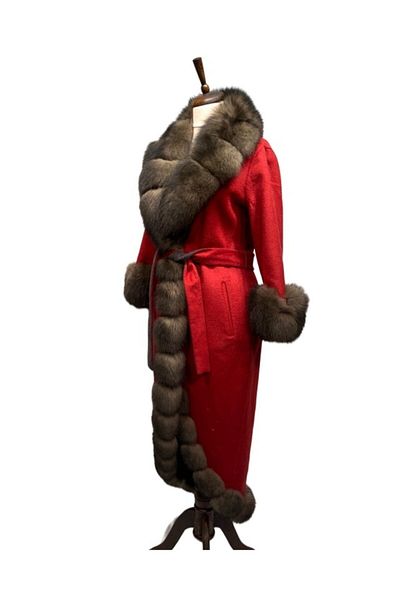 Milano Calvino Sultan Fur Alpaca Coat (Red)