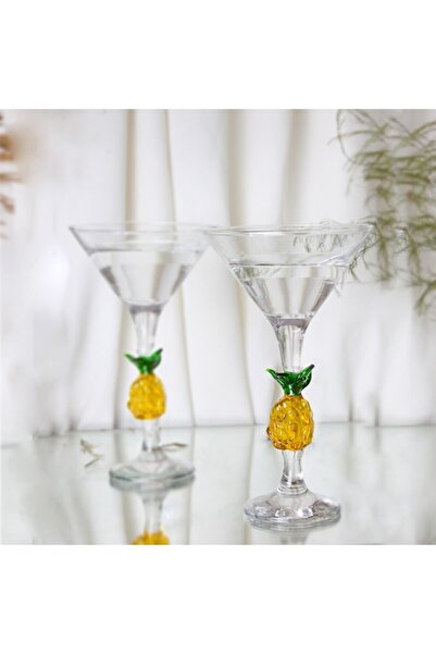 ADAMODART Ananas Cam Figürlü Martini 2'li Kokteyl Kadehi