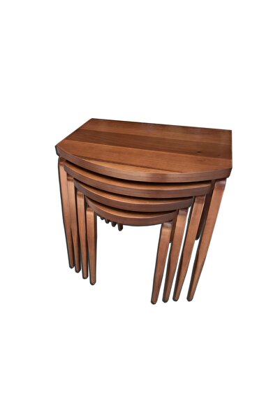 Evim-E Aksesuar D Zigon Sehpa 4'lü Ceviz Kaplamalı (tamamı Ahşap)