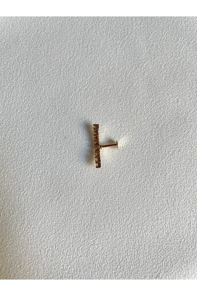 Mien Store Kadın / Kız Gold Rengi Cerrahi Çelik 7 Taşlı Tragus Kıkırdak Piercing 6mm