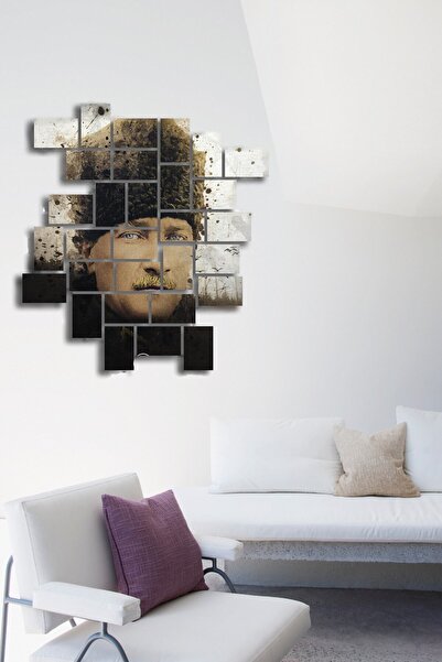 NT Handmade 30 Parça Ahşap Tablo Seti Duvar Dekoru -atatürk Puzzle Salon Otur...