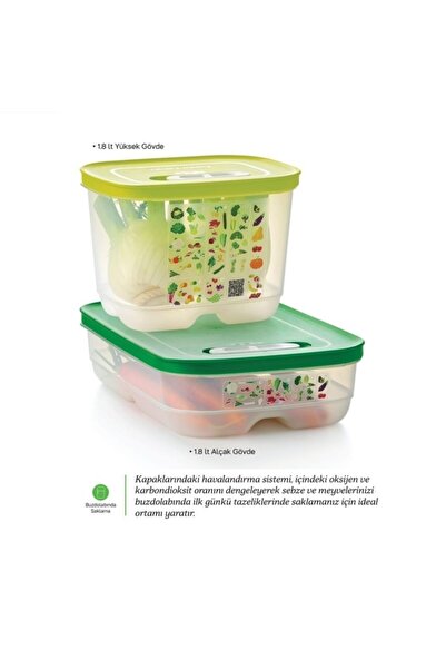 Tupperware Greenhouse Set of 2 Vegetable Fruit Storage Container 1.8 Horizontal Vertical Hsgl