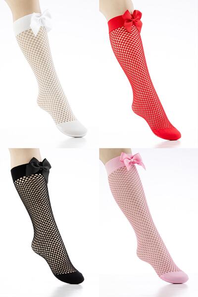 Klas Reyon 4 чифта чорапи до коленете с панделки за момичета 0-14 години в ра...