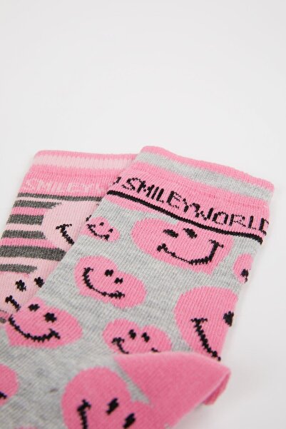 DeFacto Girl's Smileyworld Cotton 2-Piece Long Socks
