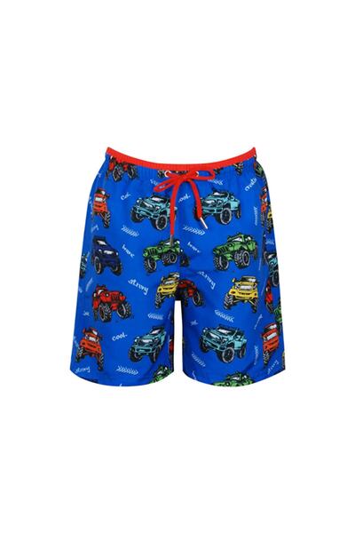 Kom Strong Car Patterned Children's Swim Shorts
