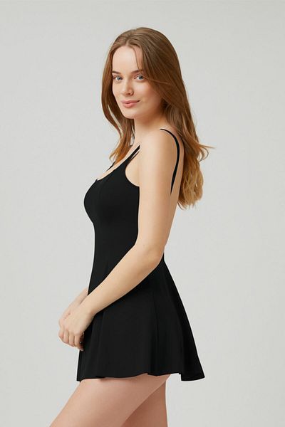 Kom Rotac Solid Color Backless Round Neck Wire-free Swimsuit with Stable Strap