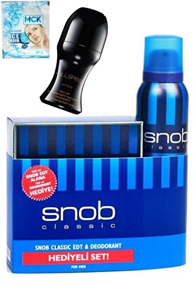 Snob Classic Edt 100 Ml + 150 Ml Erkek Parfüm Seti Full Speed Roll-on + Maske