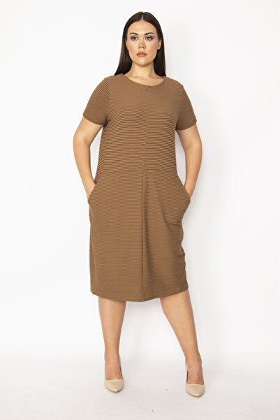 Şans Plus Size Dress - Brown - Standard