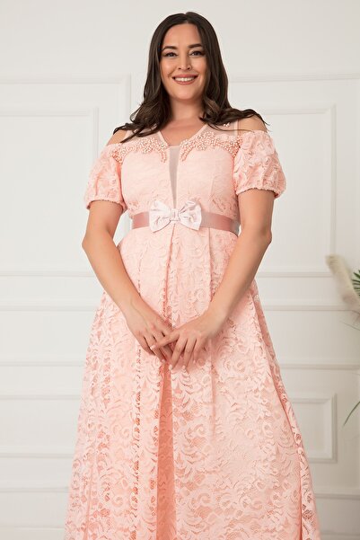 PULLIMM Βραδινό φόρεμα με μακρύ μανίκι καρπούζι 13296