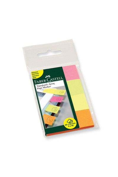 Faber Castell علامة لاصقة لـ 40 ورقة - 20 × 50 مم، 4 ألوان