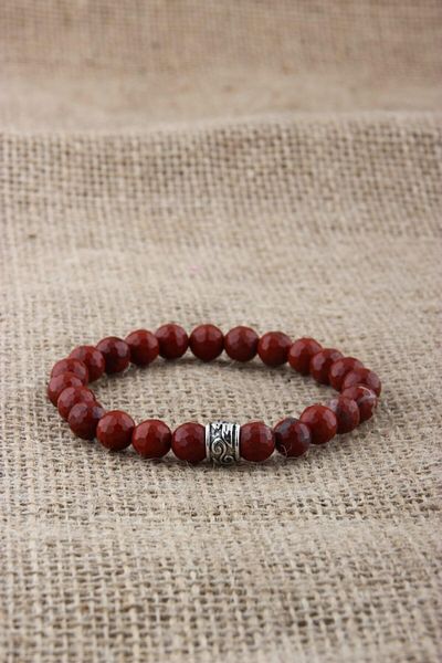 Deniz Doğaltaş Roller 8 mm Red Jasper Certified Natural Stone Bracelet