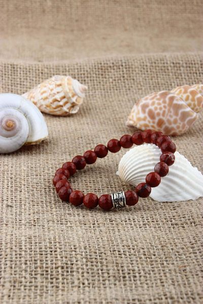 Deniz Doğaltaş Roller 8 mm Red Jasper Certified Natural Stone Bracelet