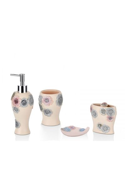 Cemile Floral Embroidered 4-Piece Bathroom