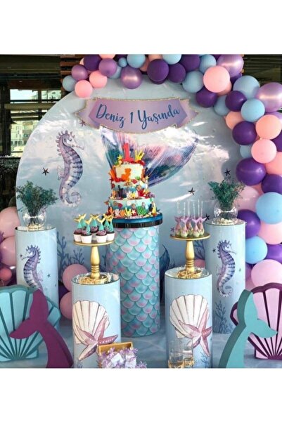 MERİ PARTİ Mermaid Themed Concept 100 Balloons and Chain