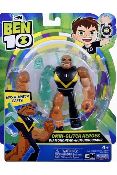 Ben 10 مجسم لعبة بينتين الأصلي - Ben10 Omni-Glitch Heroes Diamondhead-Humungousaur