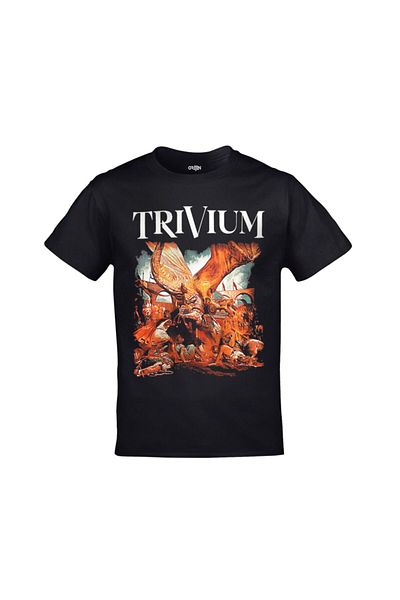 Orijin Tekstil Trivium In The Court Of The Dragon Album Front Back Printed Unisex Black T-shirt