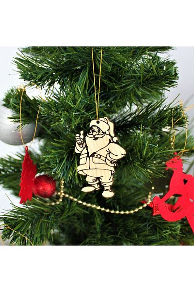 Mini Tasarım Atölyem Wooden Santa Claus Christmas Tree Ornament