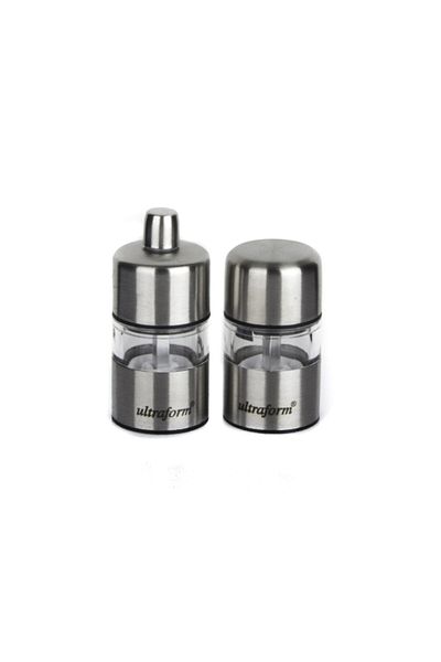 ultraform Metal Black Pepper And Salt Mill Set 7 cm