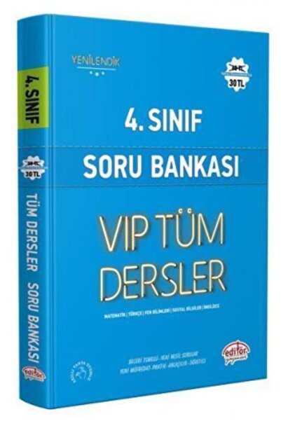 Editör Yayınevi 4.sınıf Vıp Tüm Dersler S B Mavi Kitap 2022 / Editör