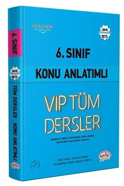 Editör Yayınevi 6.sınıf Vıp Tüm Dersler Konu Anlatımlı Mavi Kitap Editör Yayı...
