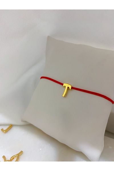 Lucky Designs Women's Red Rope Plate T Letter Adjustable Bracelet