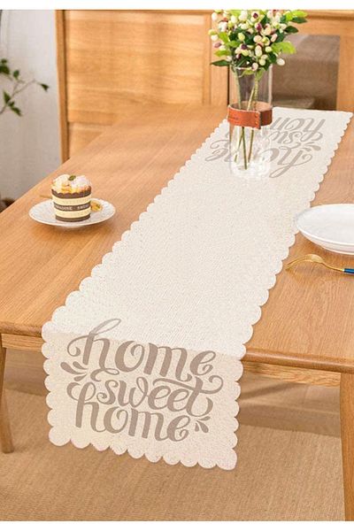Realhomes Gri deschis Home Sweet Home Runner decorativ