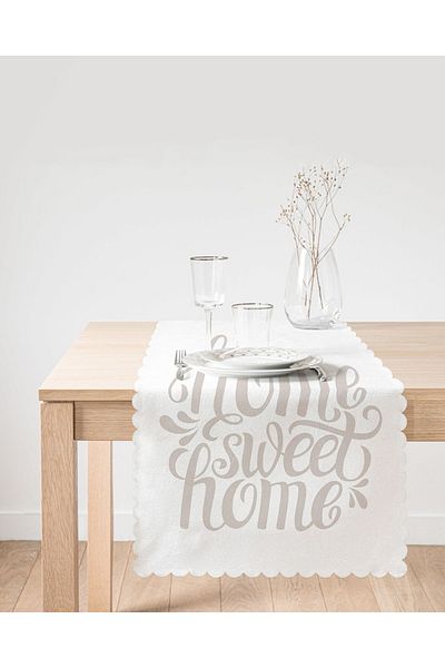Realhomes Gri deschis Home Sweet Home Runner decorativ
