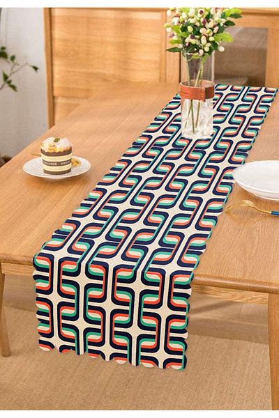 Realhomes Alergăr decorativ cu motiv geometric colorat imprimat digital