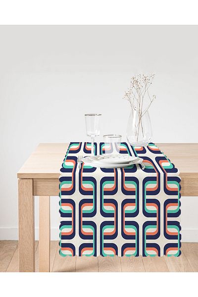 Realhomes Alergăr decorativ cu motiv geometric colorat imprimat digital