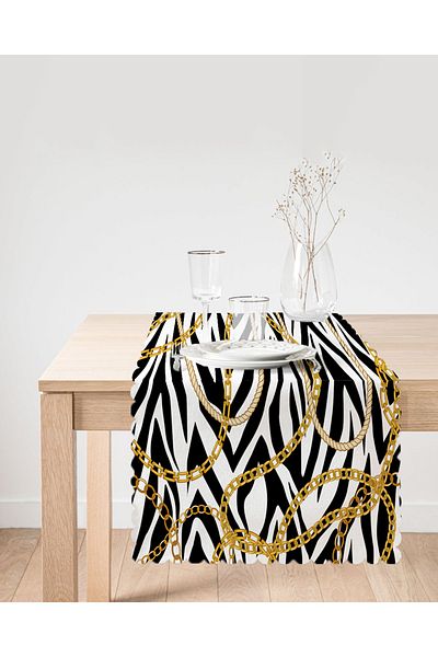 Realhomes Zebra Chain Pattern on the Floor Special Design Digital Printed Modern Runner
