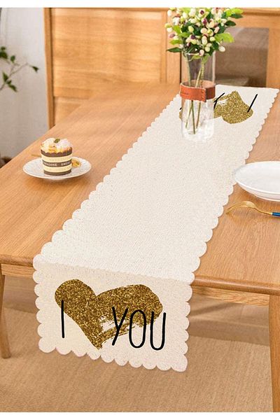 Realhomes I Love You Love Themed Digital Printed Modern Runner