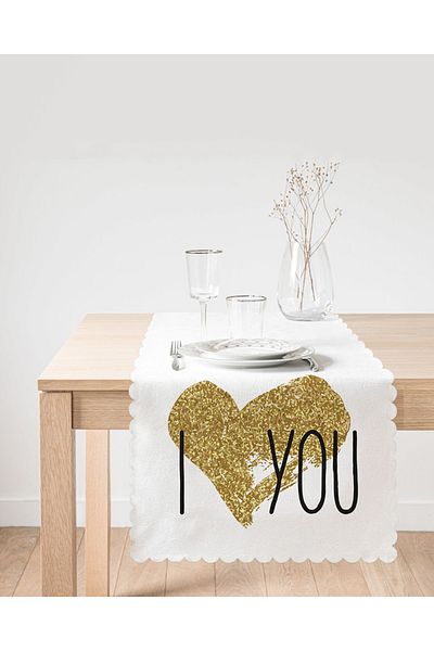 Realhomes I Love You Love Themed Digital Printed Modern Runner