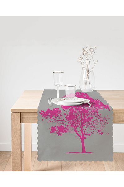 Realhomes Alergăr decorativ din lemn fucsia pe fundal gri