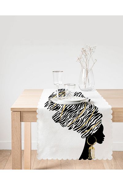 Realhomes Alb-negru Negru Alergăr decorativ modern pentru femei cu motiv