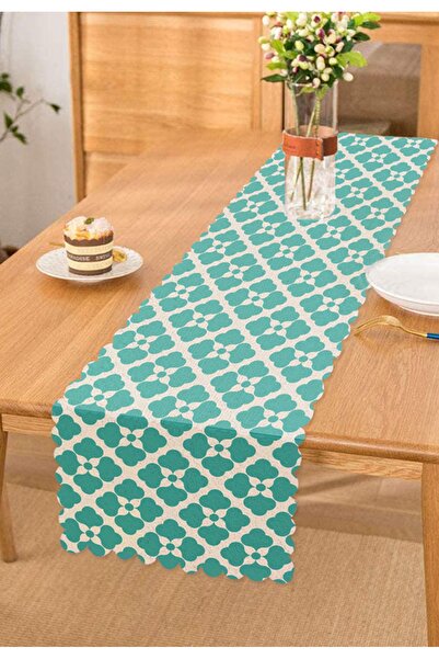 Realhomes عداء رقمي مطبوع بنمط البرسيم باللون الفيروزي