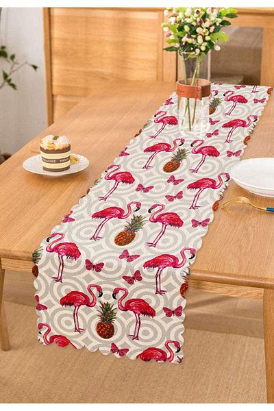 Realhomes Alergăr decorativ cu model flamingo imprimat digital