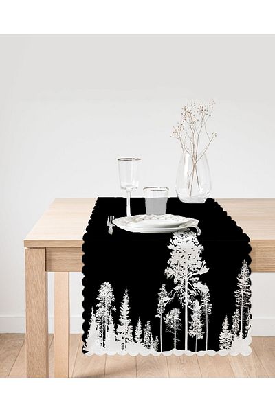 Realhomes Alergăr decorativ cu design de copac negru pe fundal negru