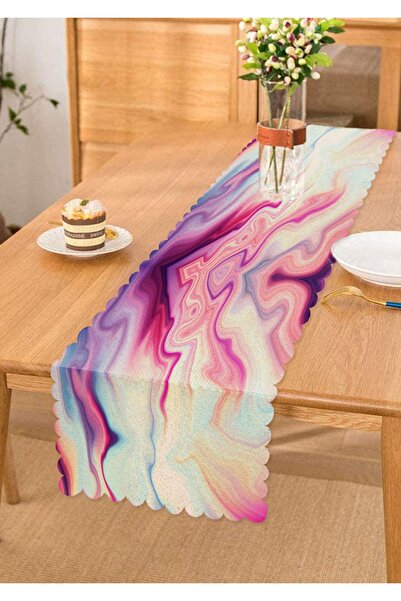 Realhomes Ebru Motifli Dijital Baskılı Modern Runner