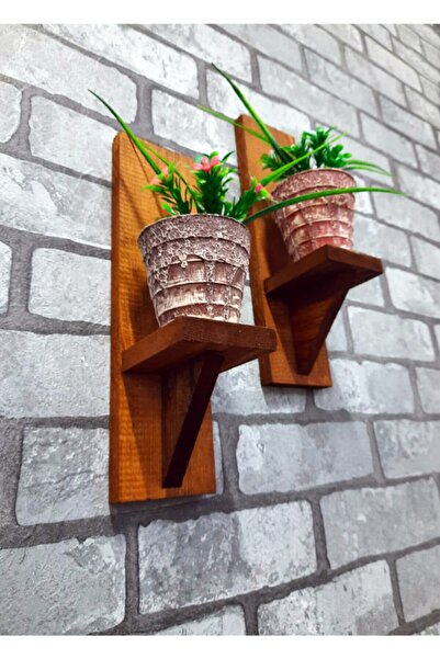 Wooden Factory Solid Wood Wall Flower Rack, Balcony Wall Shelf Set of Two