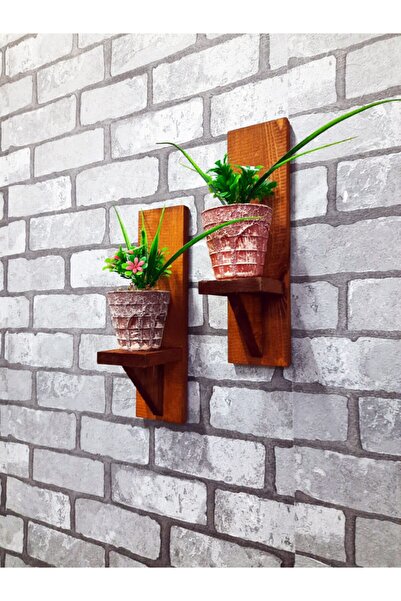 Wooden Factory Solid Wood Wall Flower Rack, Balcony Wall Shelf Set of Two