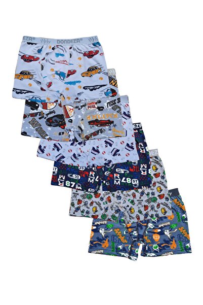 Dondeza Tutku 6lı Erkek Çocuk Renkli Desenli Boxer Külot Çocuk Baksır