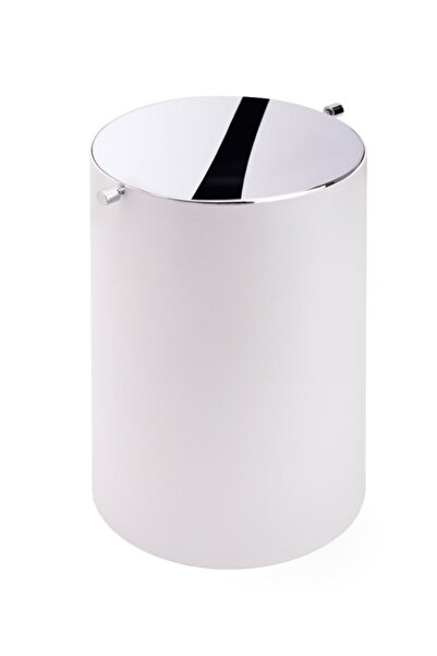 System Banyo Çöp Kovası 3 Lt Beyaz-Krom Renk 253X175X175 mm