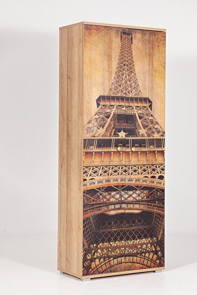 MOBETTO Home Nora Eyfel 5 Raflı 2 Kapaklı Kiler Ayakkabılık Çok Amaçlı Dolap