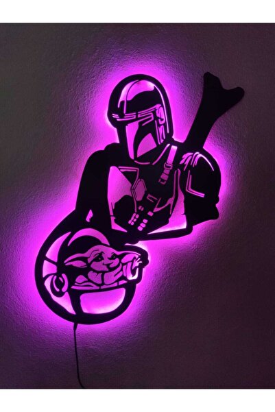 dekoraven Star Wars Bebek Yoda Led Işıklı Tablo