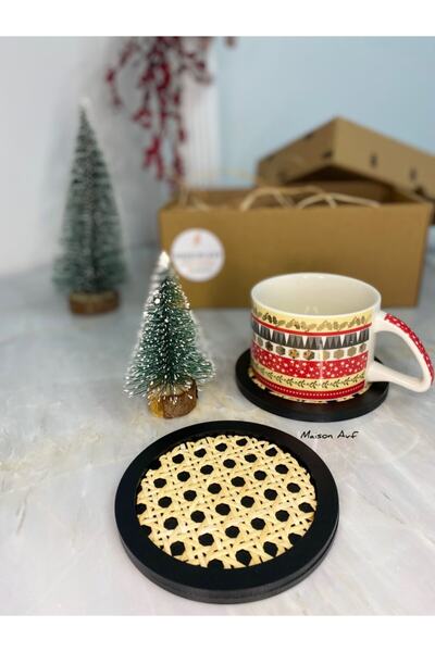 Maison Avf قاعدة أكواب من الخيزران الأسود - عبوة من قطعتين M020 (100% Hazeran طبيعي)