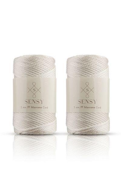 SENSY Premium Polyester Macrame Rope 5 Mm Pp Cord Set of 2 Ecru, Jumbo Rope, Macrame, Pad, Bag Rope
