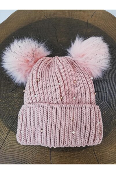 Suyutti Kadın Çift Ponpon İncili Bere K2725 01 063