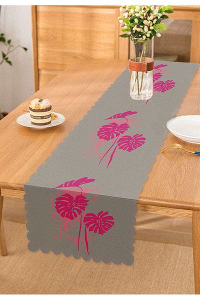 Realhomes Alergăre decorativă imprimată cu frunze de palmier fucsia
